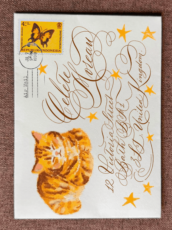 Cat postcard calligraphy study